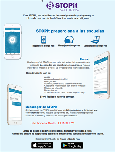 STOPit stop bullying flyer in Spanish